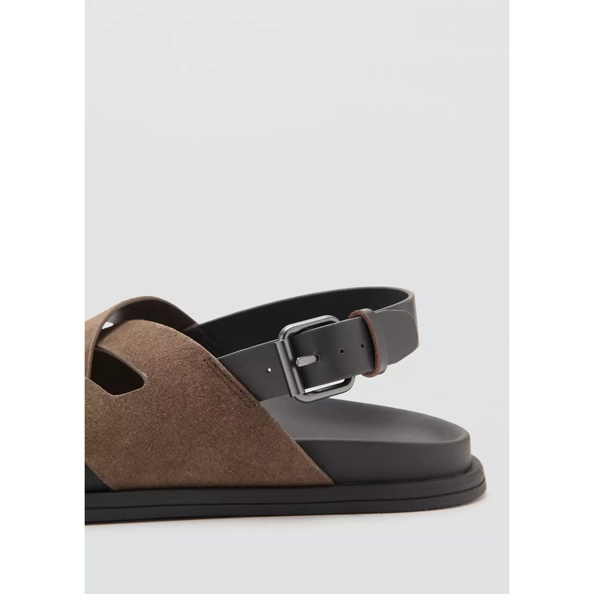 Sandales cuir suède lanières croisées marron moyen, MANGO MAN