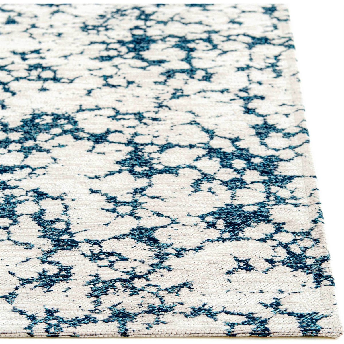 Tapis intérieur extérieur, CLOUD blanc cassé et bleu pétrole, RECOLLECTION