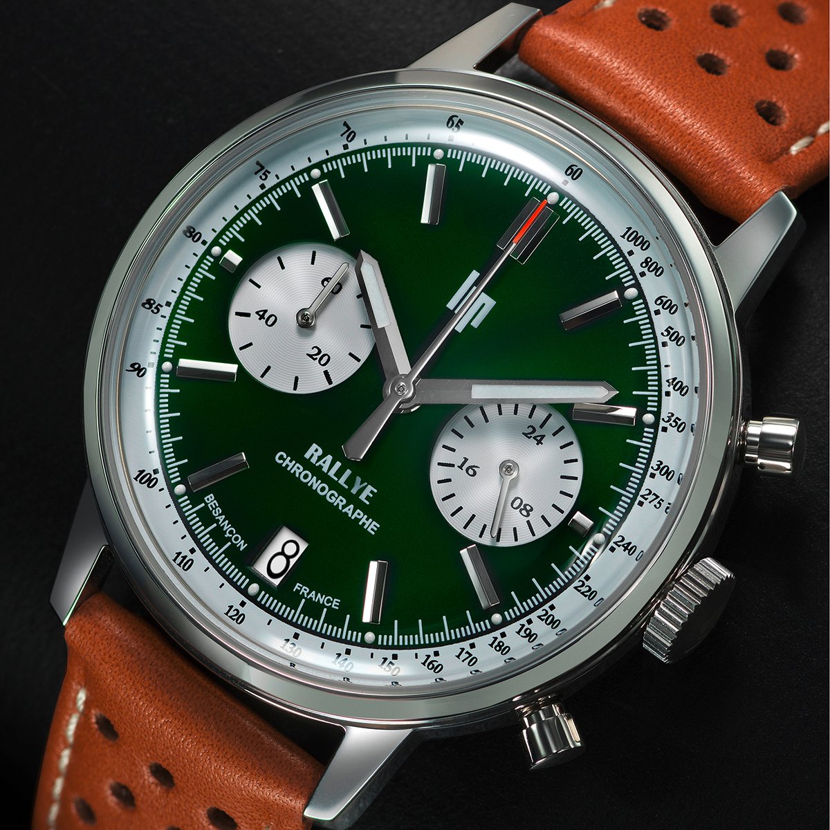 Montre Analogique RALLYE argenté vert marron, LIP
