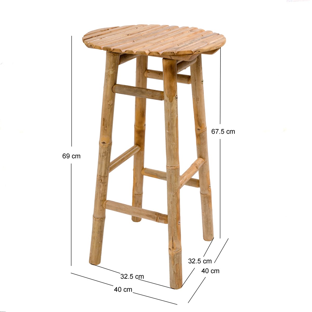 Lot de 2 tabourets de bar en bambou, SAMARINA bois naturel, NORDLYS