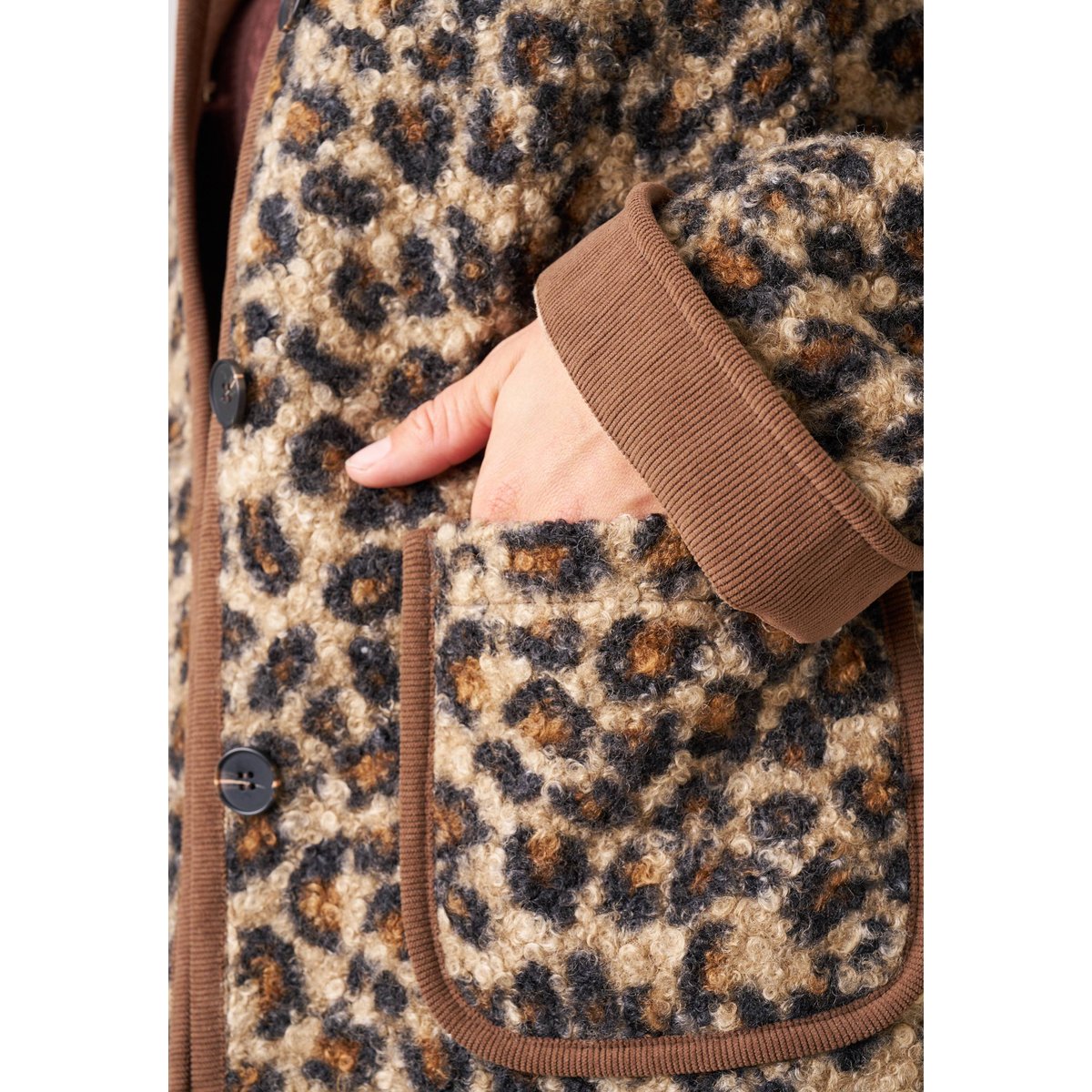 Veste courte régular femme effet léopard THALYA brown, DEELUXE