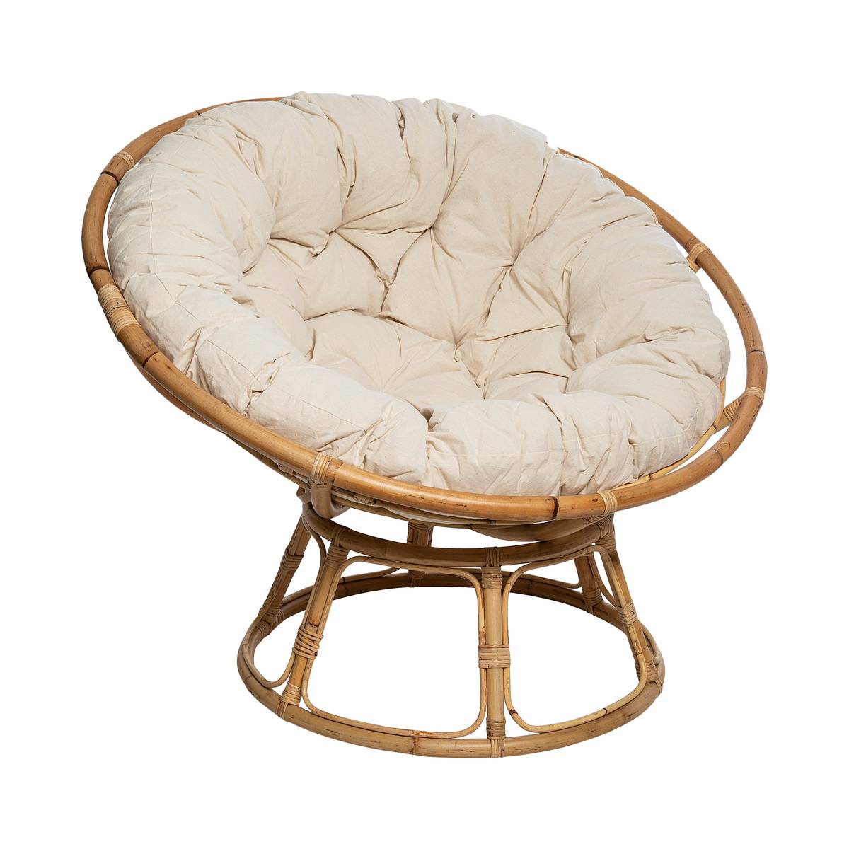 Fauteuil papasan en rotin SERAM blanc, ATMOSPHERA