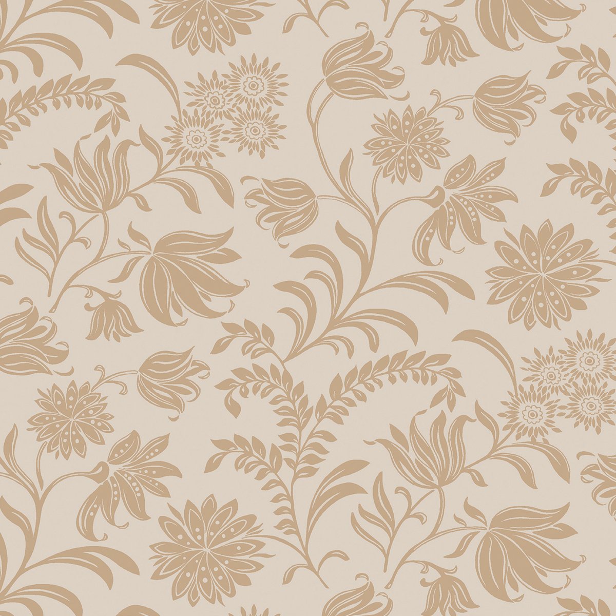 Papier peint Fleurs Hemingway Caramel brun clair, beige, LAURA ASHLEY
