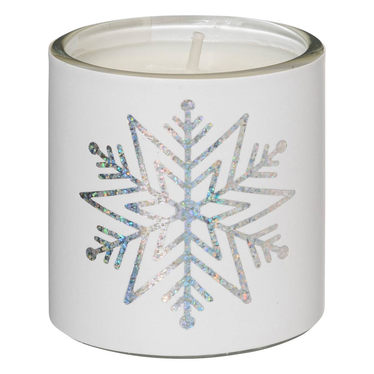 Bougie parfumée photophore imprimé blanc 45g x3 blanc, FEERIC LIGHTS & CHRISTMAS