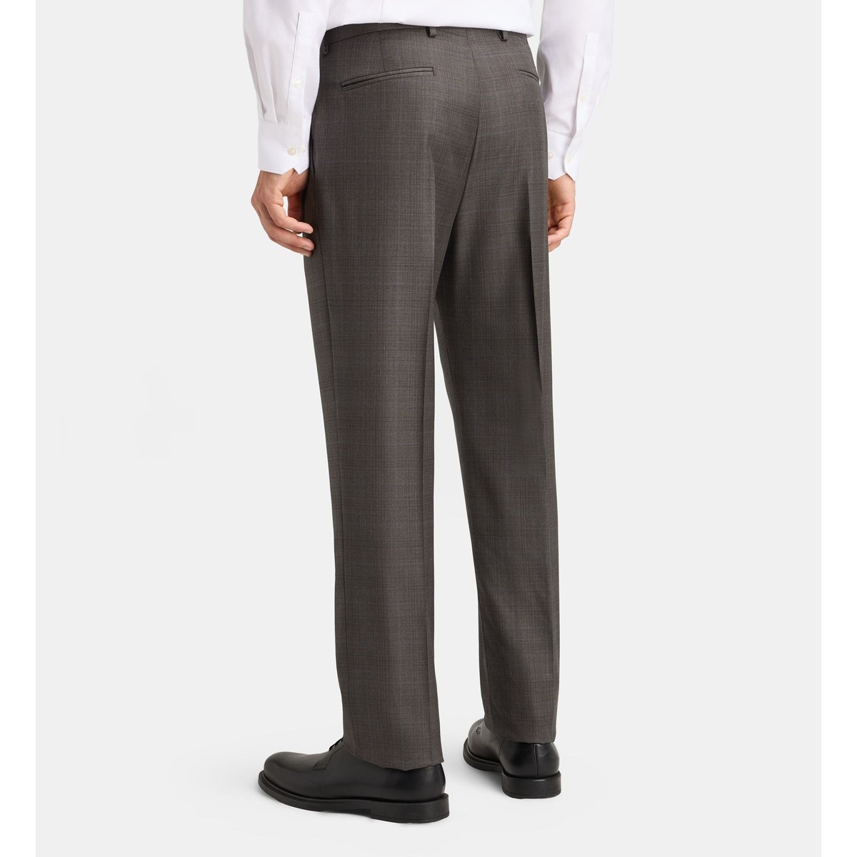 Pantalon de costume droit beppe à carreaux laine italienne marron, COMPTOIR GL