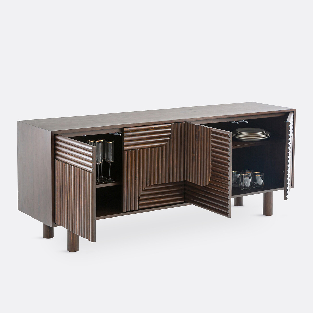 Sideboard Sevan mit 4 Türen, Kiefer massiv dunkles holz, LA REDOUTE INTERIEURS