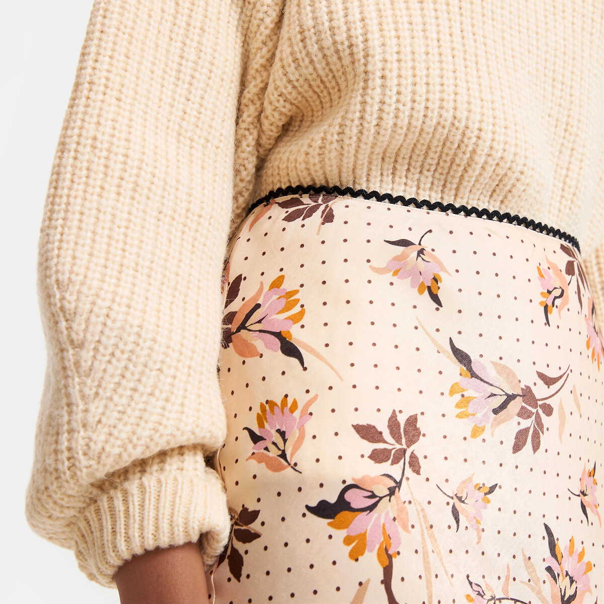 Jupe midi évasée, imprimé floral imprimé fleur rose, LA REDOUTE COLLECTIONS