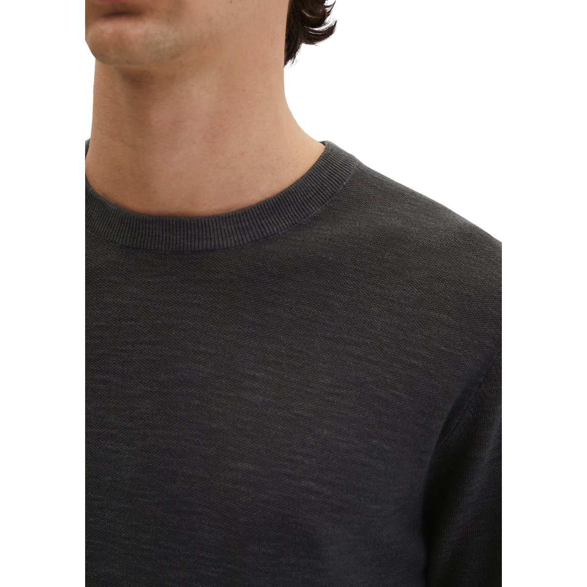 Pull à manches courtes regular en coton bio et en lin noir, MARC O'POLO