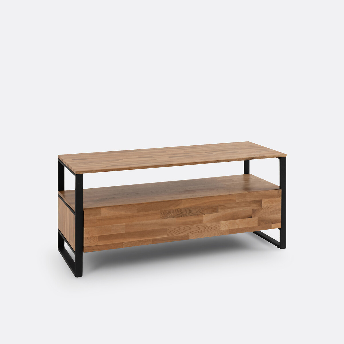 Banc TV, en chêne massif, plaqué chêne et métal acier, HIBA naturel, LA REDOUTE INTERIEURS