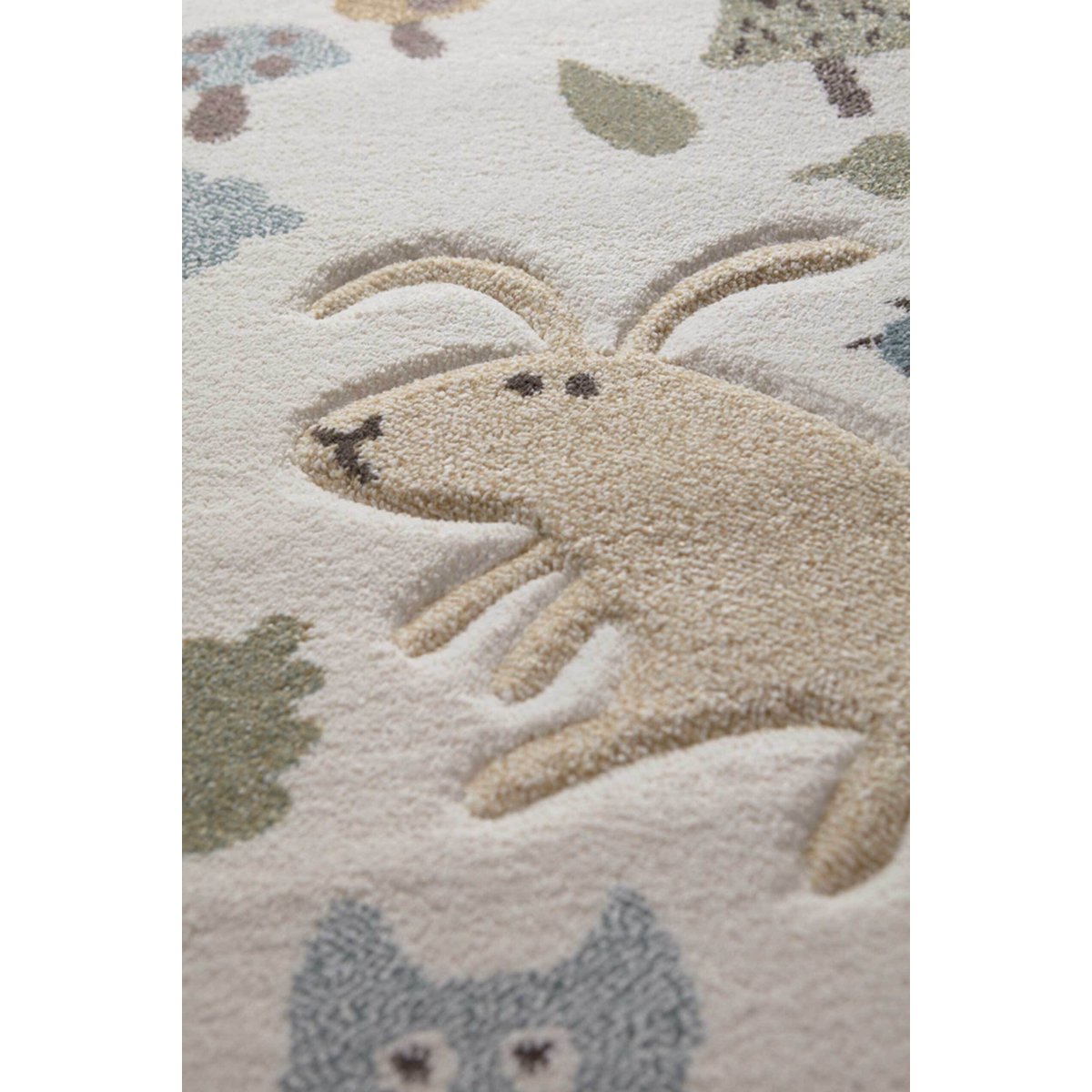 Tapis enfant motif animaux de la forêt ,  FOREST blanc et bleu, SIGIKID