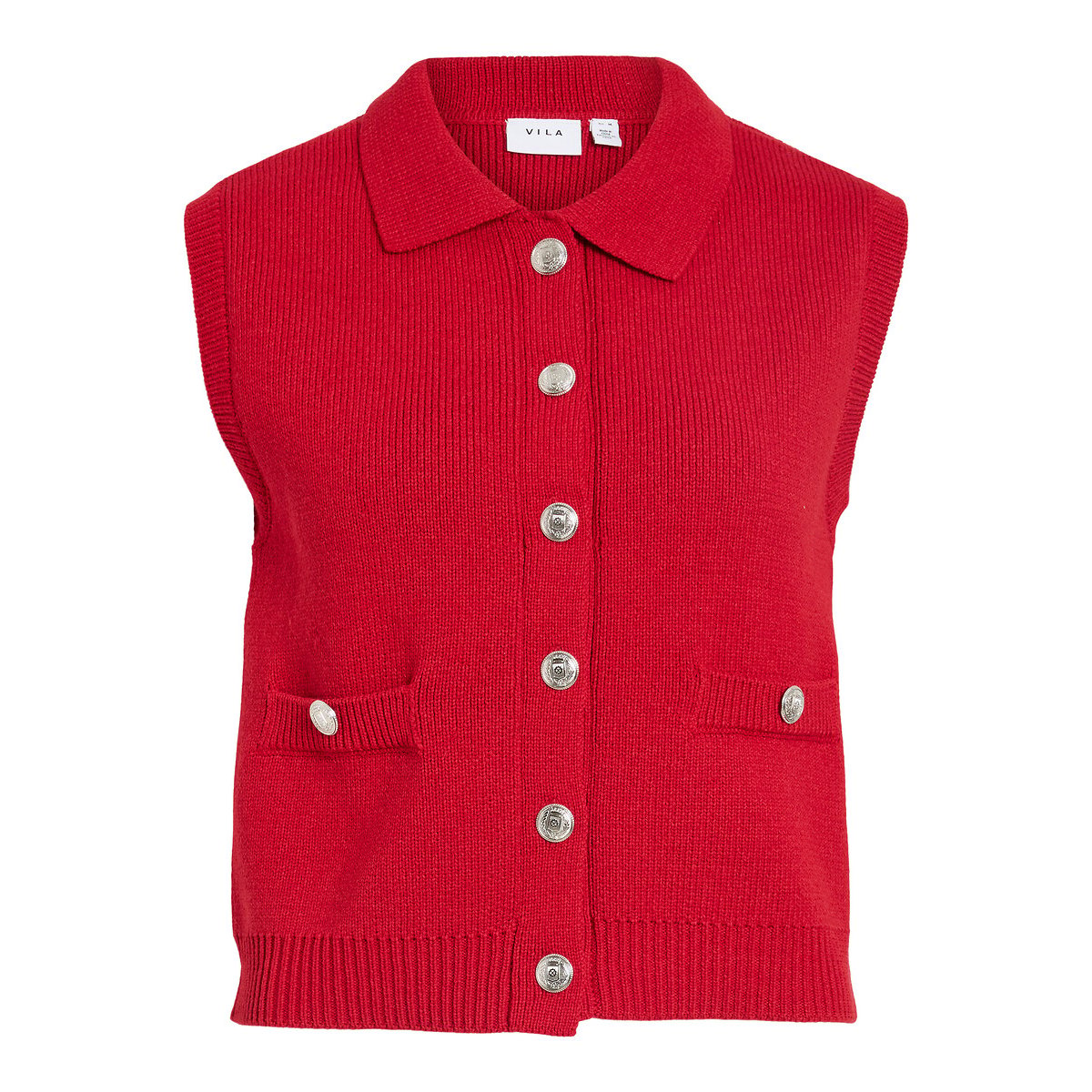 Gilet sans manches boutonné rouge, VILA