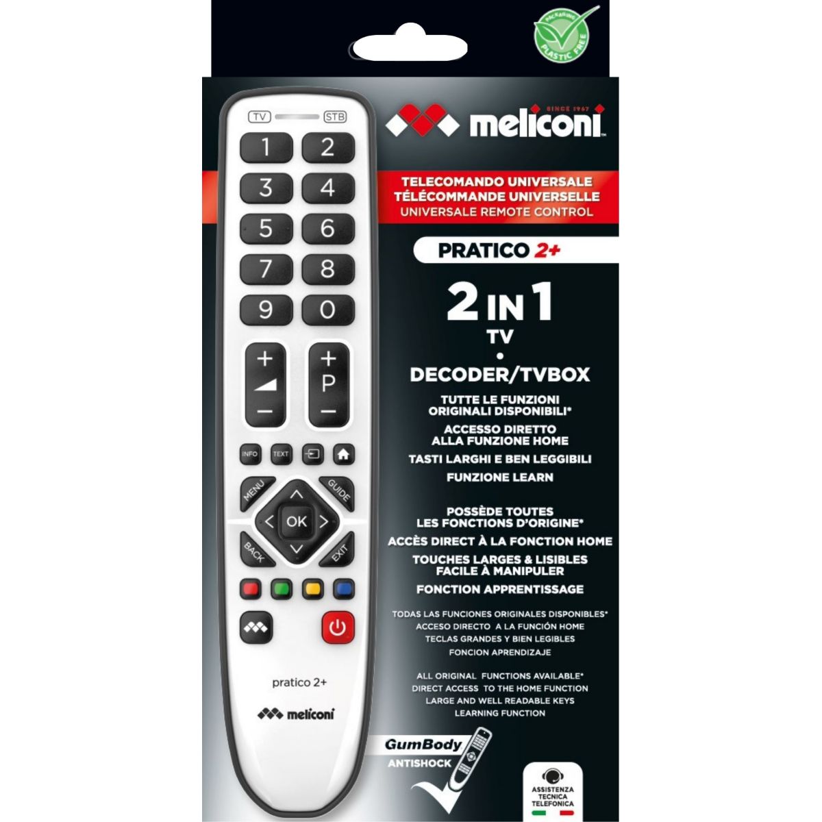Télécommande universelle Universelle 2 en 1 PRATICO 2+ couleur unique, MELICONI