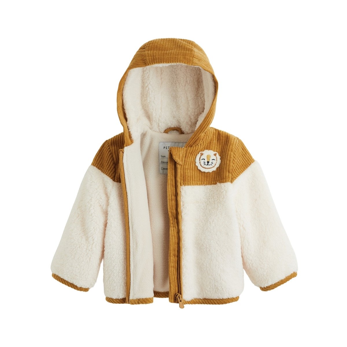 Veste bébé intérieur polaire avec capuche Charly camel, PETIT BEGUIN