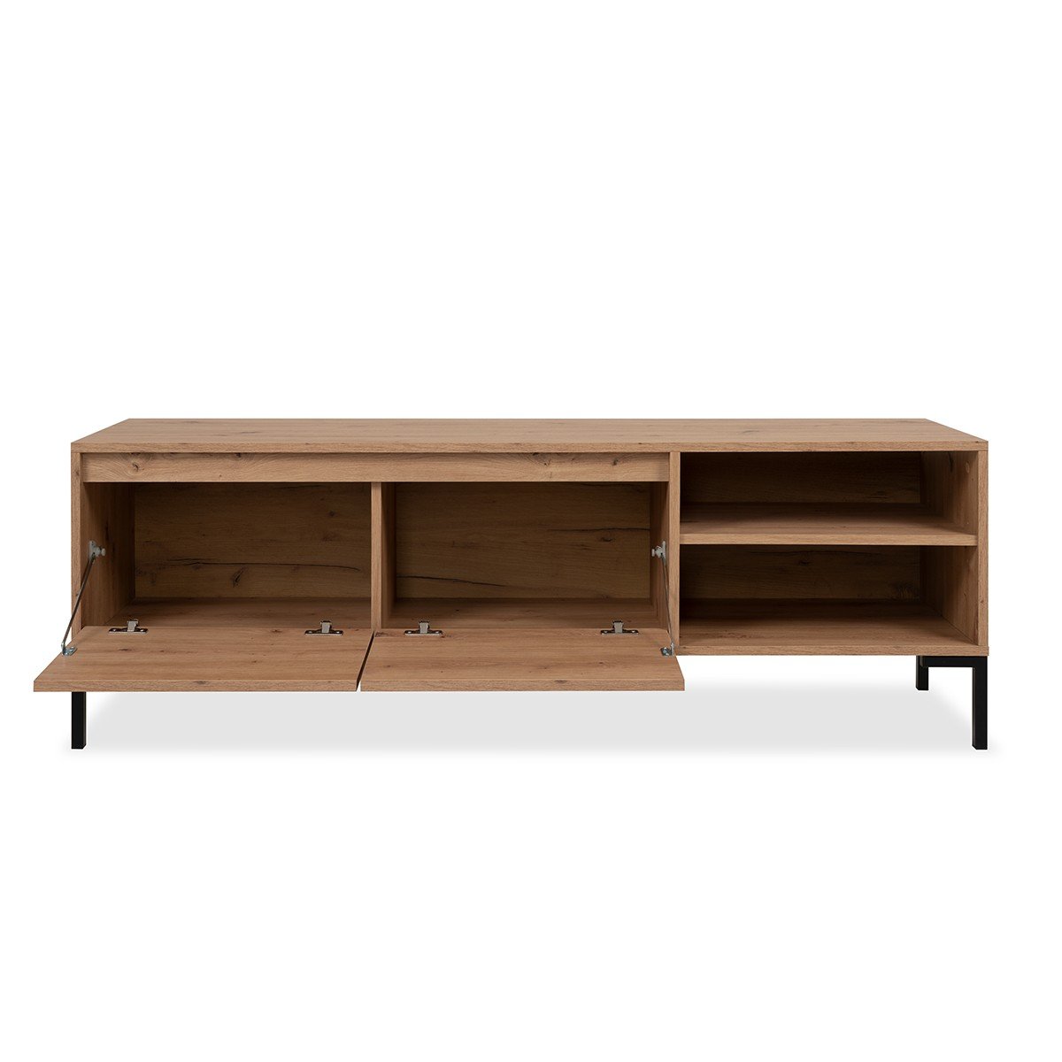 Meuble TV 2 Abattants 2 Niches L150 cm - PLOCK bois clair, CALICOSY