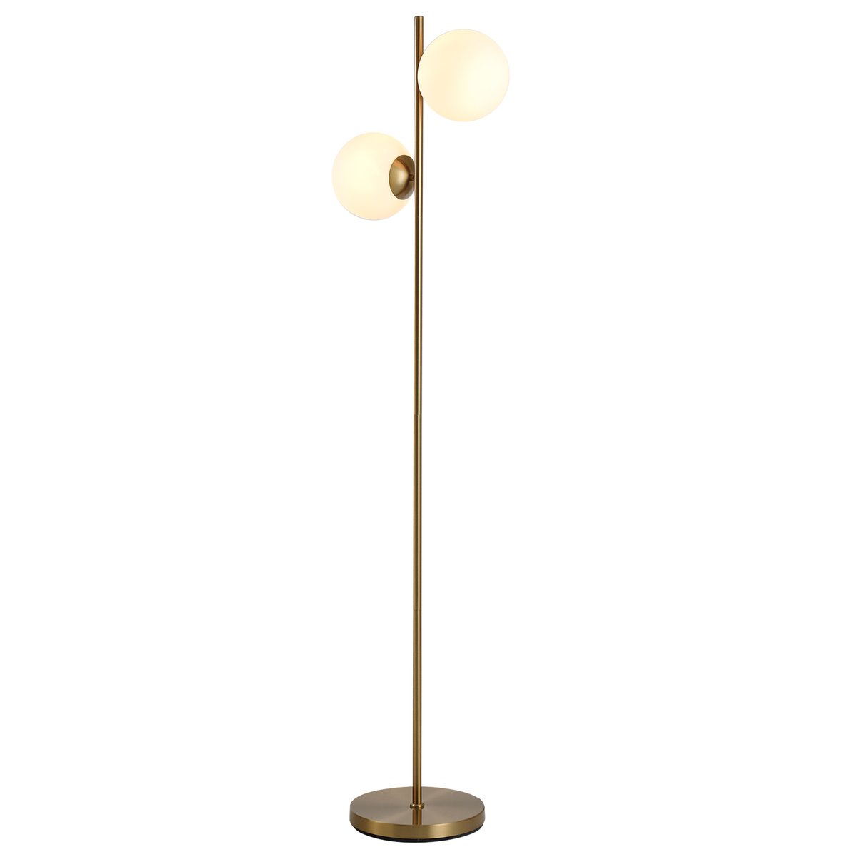 Lampadaire en métal 2 abat-jours doré, HOMCOM