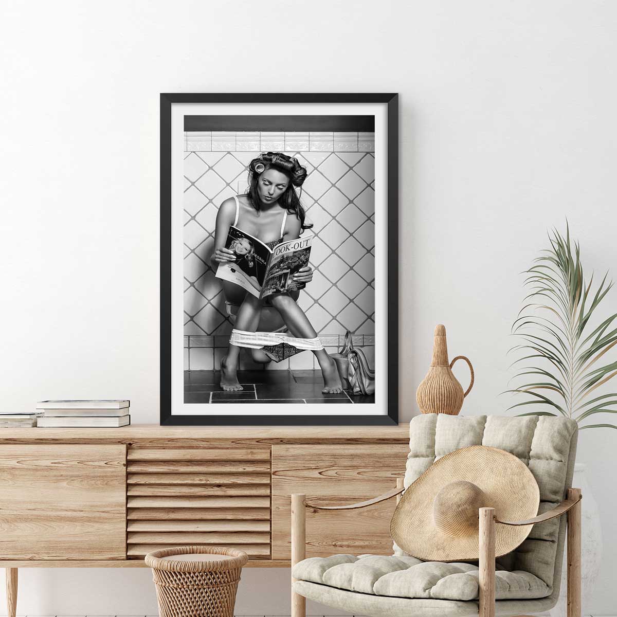 Affiche photographie Multitasking affiche + cadre en bois - noir, HEXOA