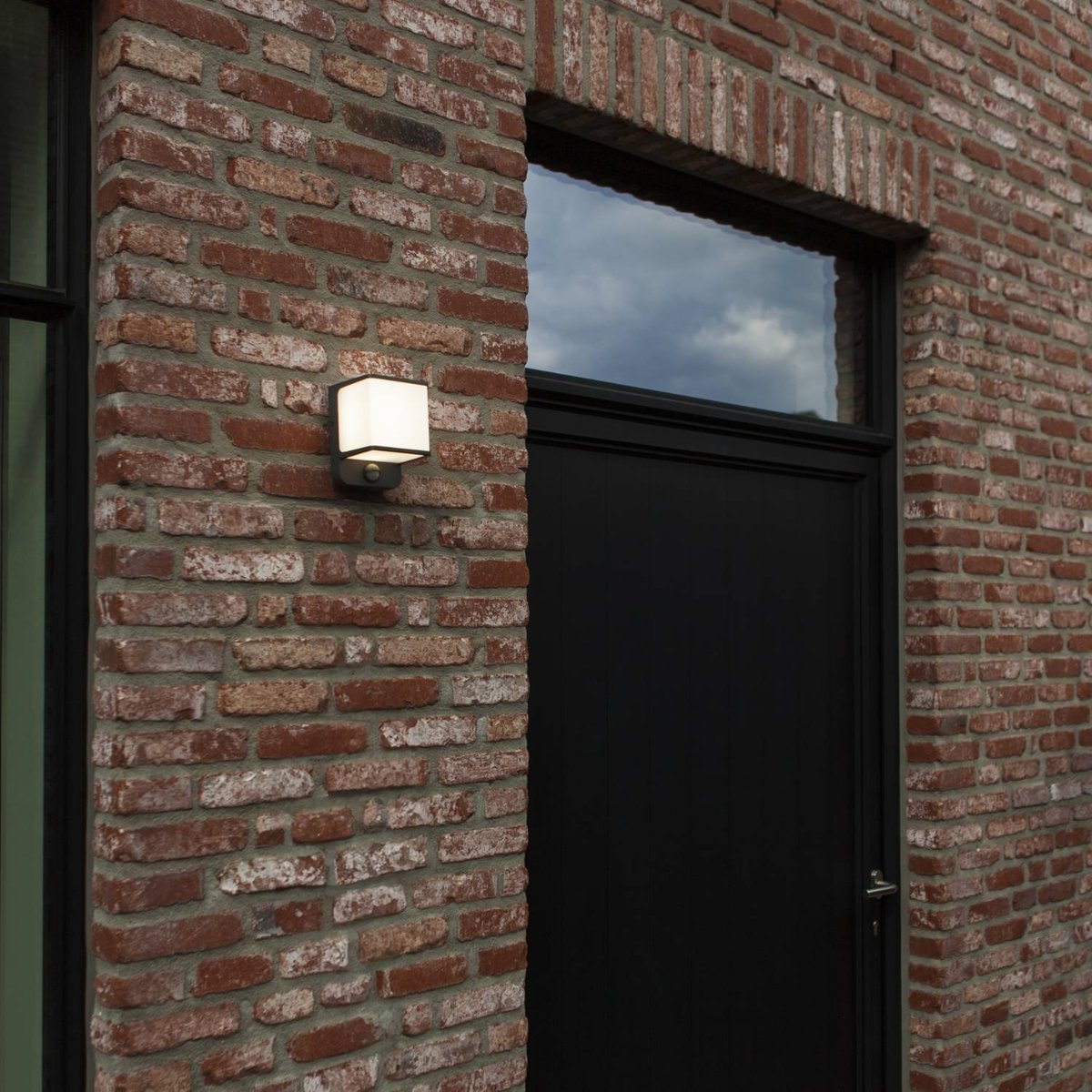 Applique murale d'extérieur sur secteur avec détecteur de mouvement DOBLO GREY SENSOR aluminium gris LED blanc chaud H14,6cm dark grey, LUMISKY