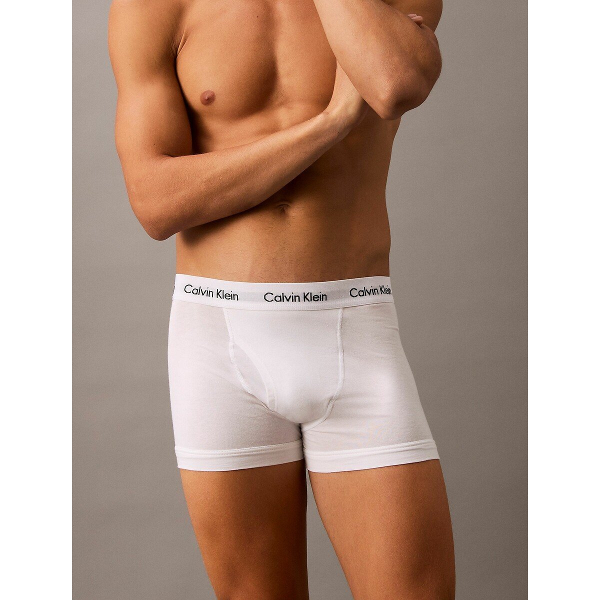 Lot de 3 boxers relaxed avec pinces - Icon Cotton Stretch blanc + gris + noir, CALVIN KLEIN UNDERWEAR