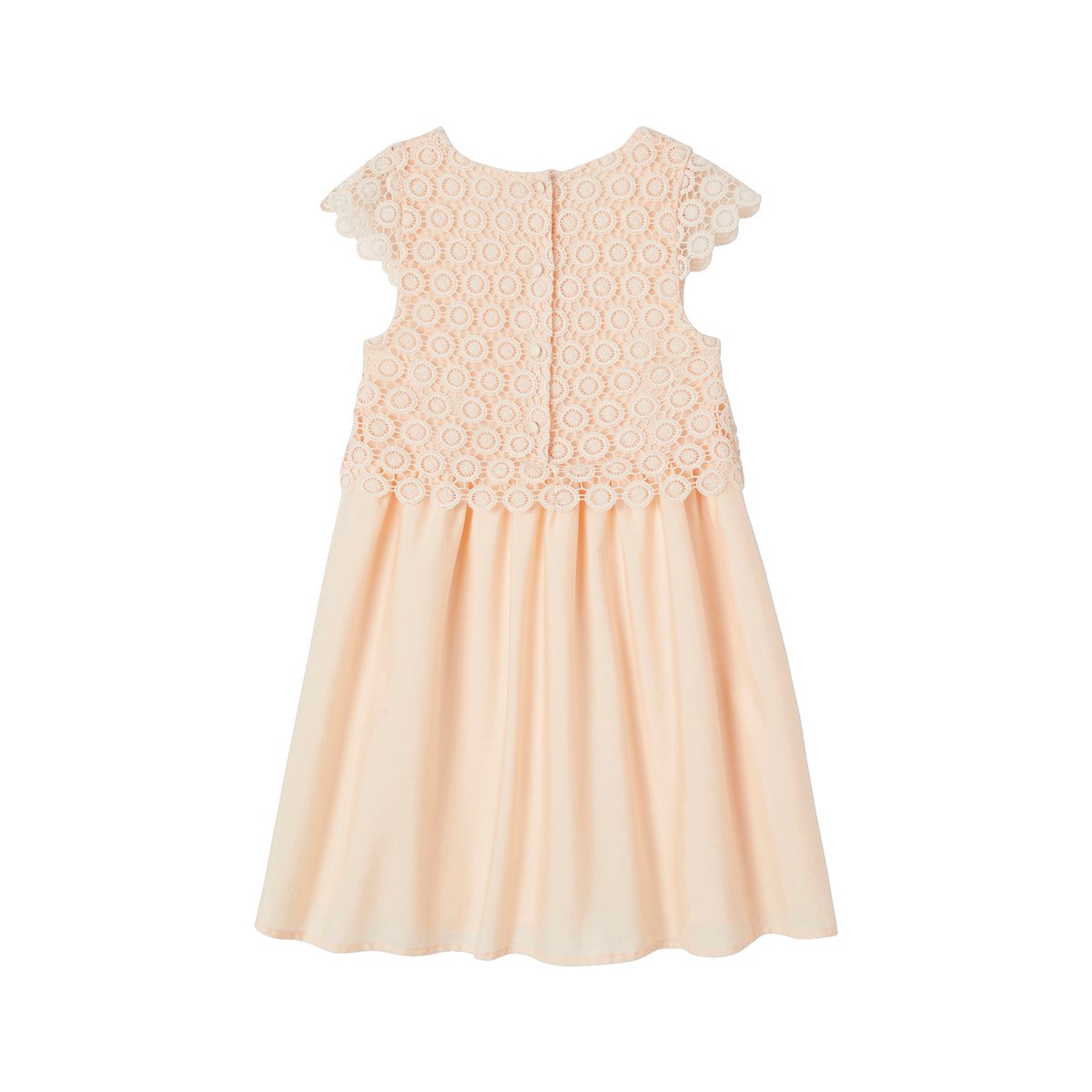 Robe de cérémonie effet 2 en 1 superposition en macramé rose nude, VERTBAUDET