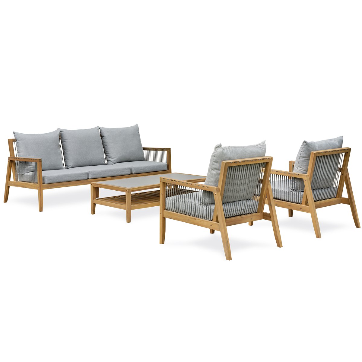 Salon de jardin bas 5 places FUNA marron, REMARQUABLE