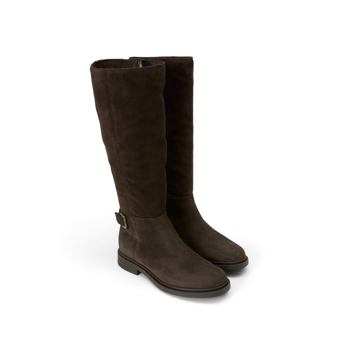 Bottes à tige haute, modèle Paula en cuir velours souple marron foncé, MARC O'POLO