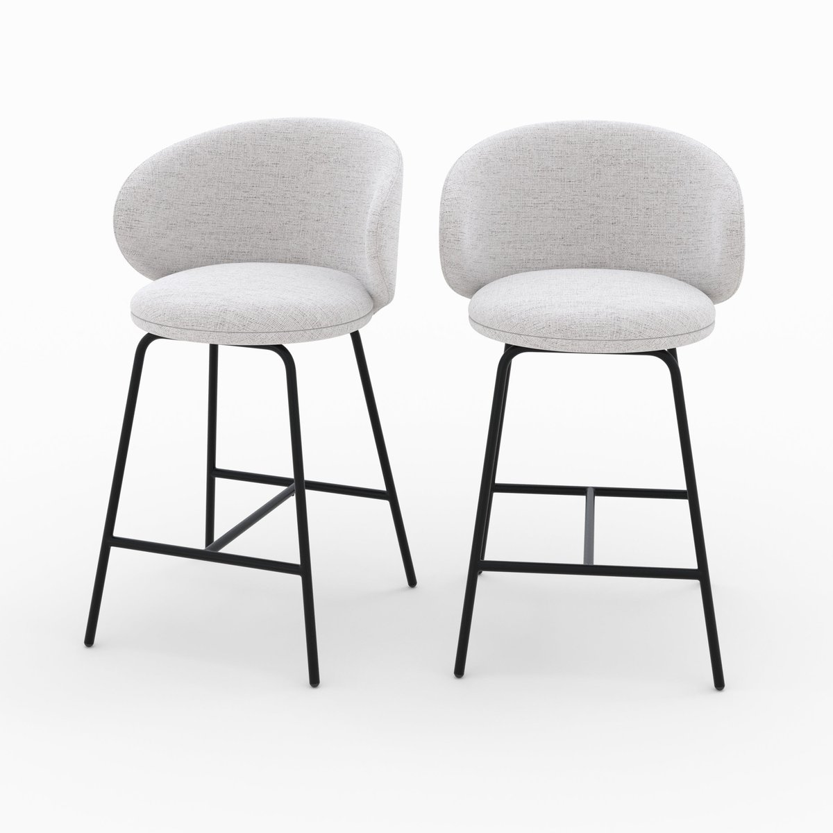 Lot de 2 chaises pour îlot central en tissu 68 cm - CÉCILIA gris clair chiné, MAISON PAVANE