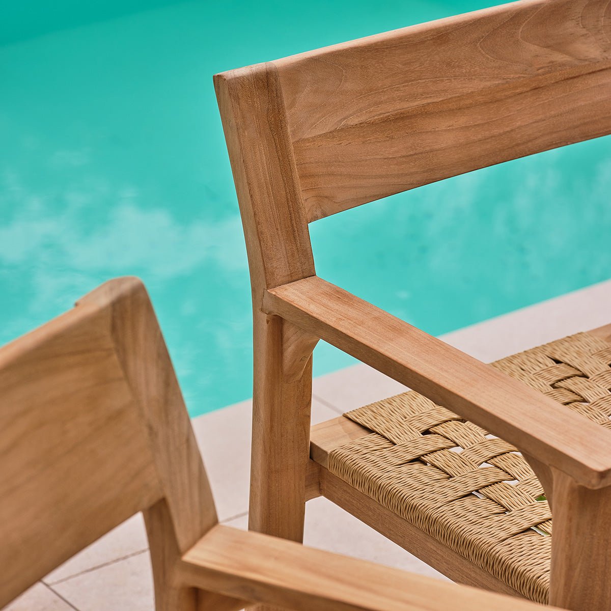 Lot de 2 fauteuils de jardin en teck et rotin  PIANA naturel, BERAH GETAH