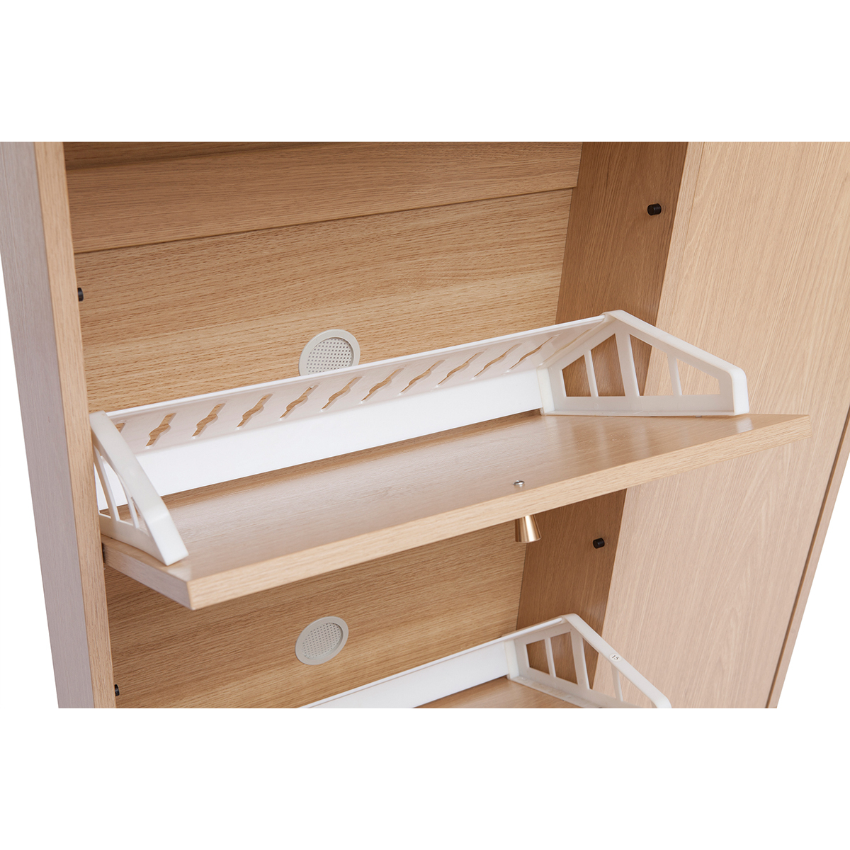 Meuble à chaussures finition bois clair chêne et métal doré L90 cm SILVESTRE chêne clair, MILIBOO