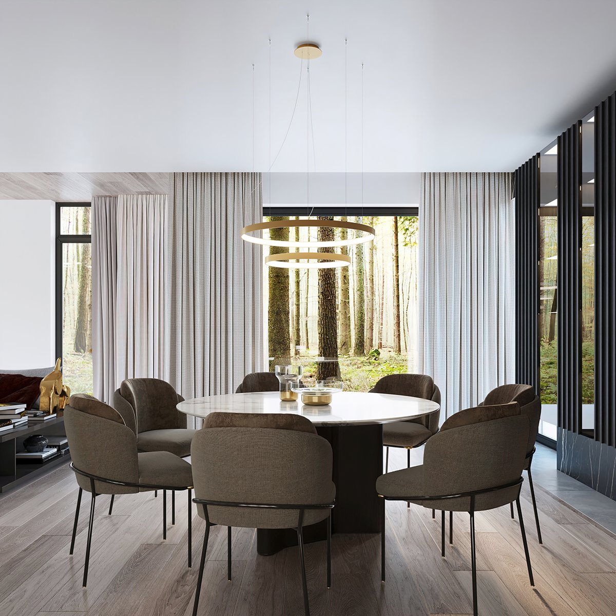 Lustre Aluminium Doré LED 2 Rio doré, EDEN