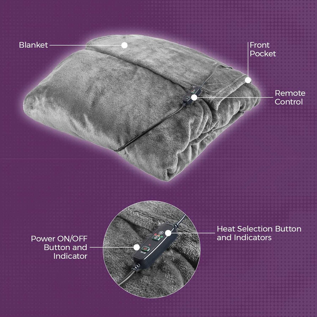 Heated Wearable Blanket - Grey grey, CARMEN