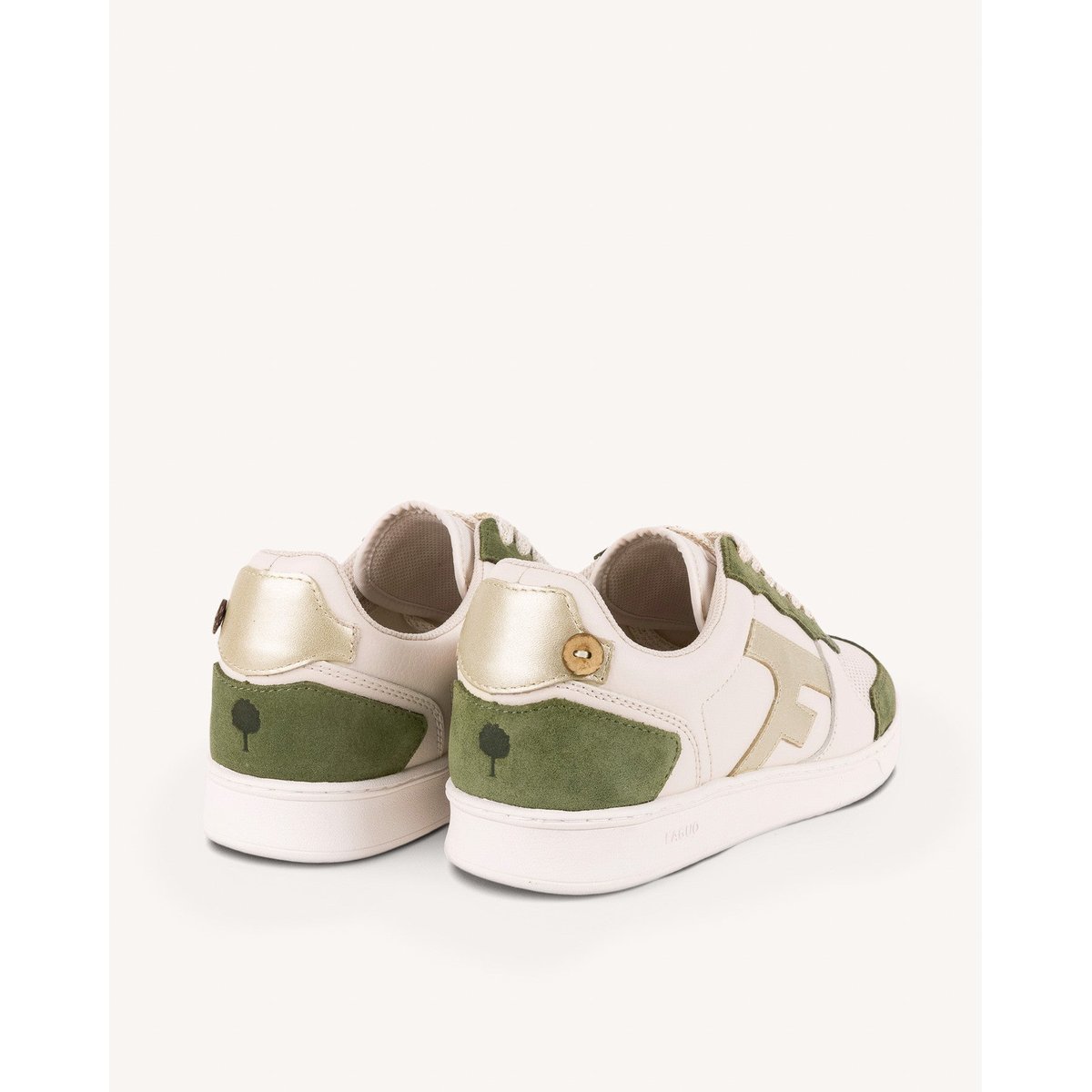 Baskets cuir HAZEL kaki, FAGUO