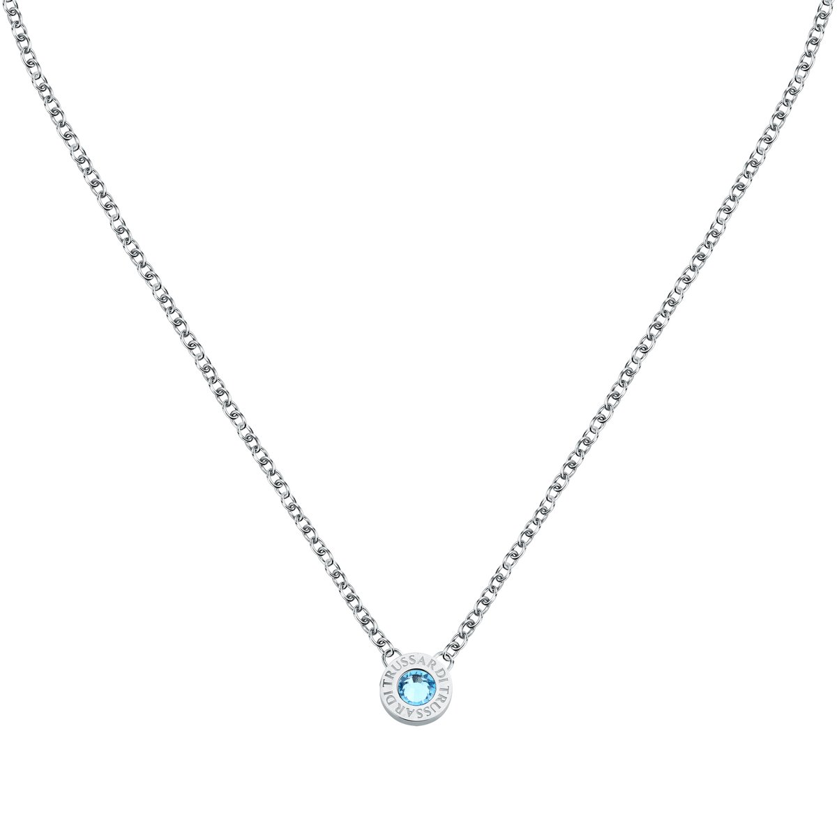 Collier en acier, cristaux T-LOGO bleu, TRUSSARDI
