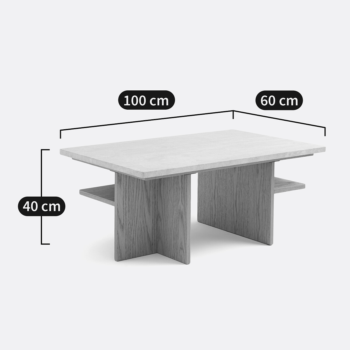 Couchtisch, aus Travertin, Länge 100 cm, CALISTE eiche/travertin, LA REDOUTE INTERIEURS