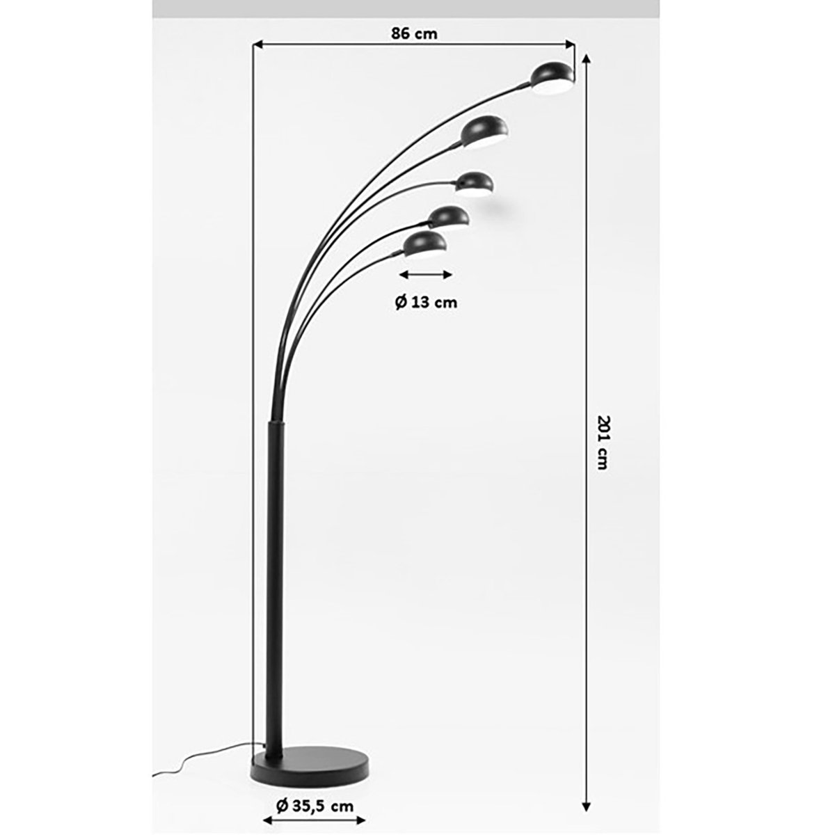 Lampadaire en acier 201cm, FIVE FINGERS noir, KARE DESIGN