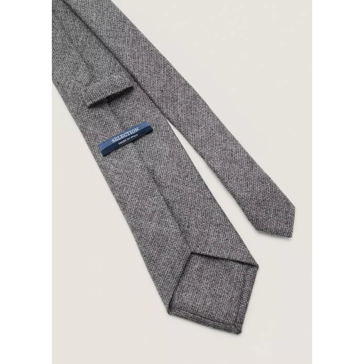 Cravate en mélange de laine vierge et de cachemire gris, MANGO MAN