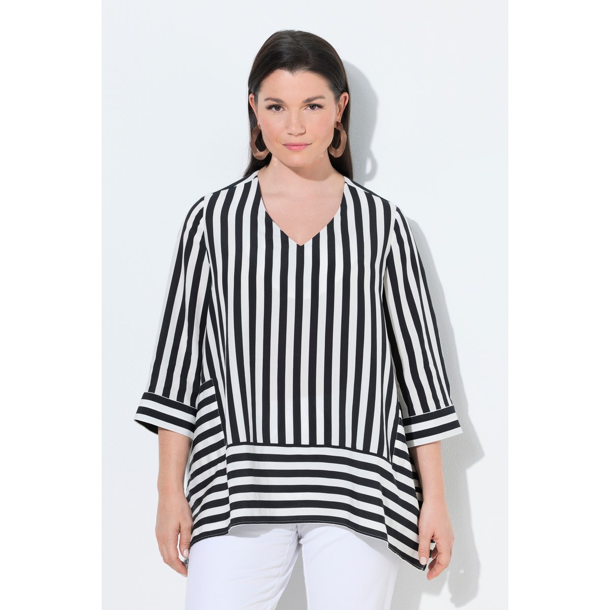 Blouse en Lyocell à rayures noir, ULLA POPKEN