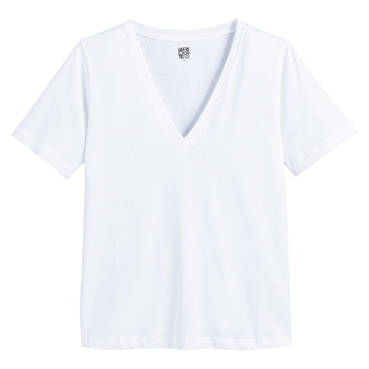 Loose T-shirt met V-hals, korte mouwen wit, LA REDOUTE COLLECTIONS