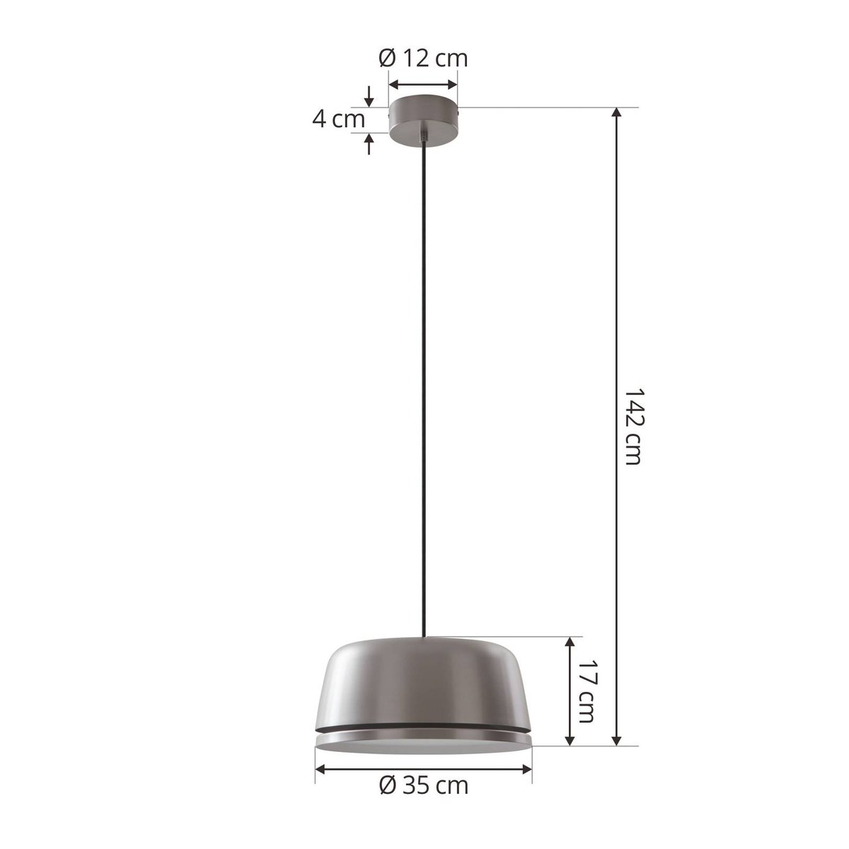 Suspension en aluminium designLED, Faelinor gris argenté, LUCANDE