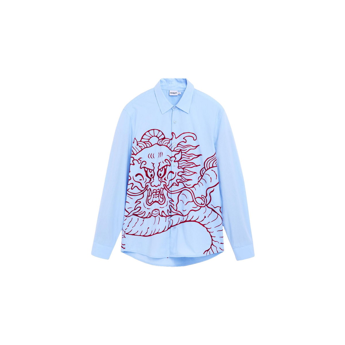Chemise brodée dragon bleu, DESIGUAL