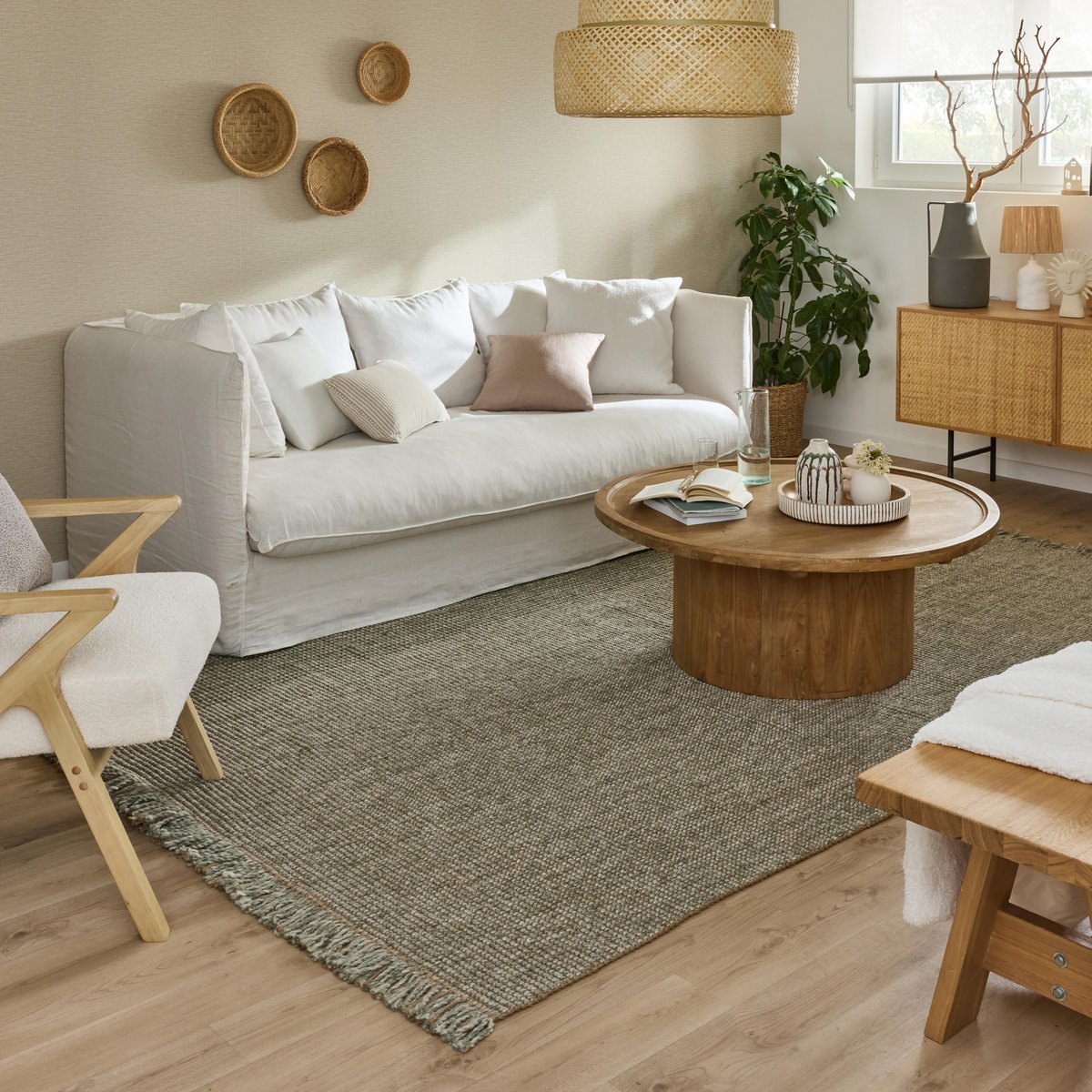 Tapis en jute, COMFY vert, INSPIRE