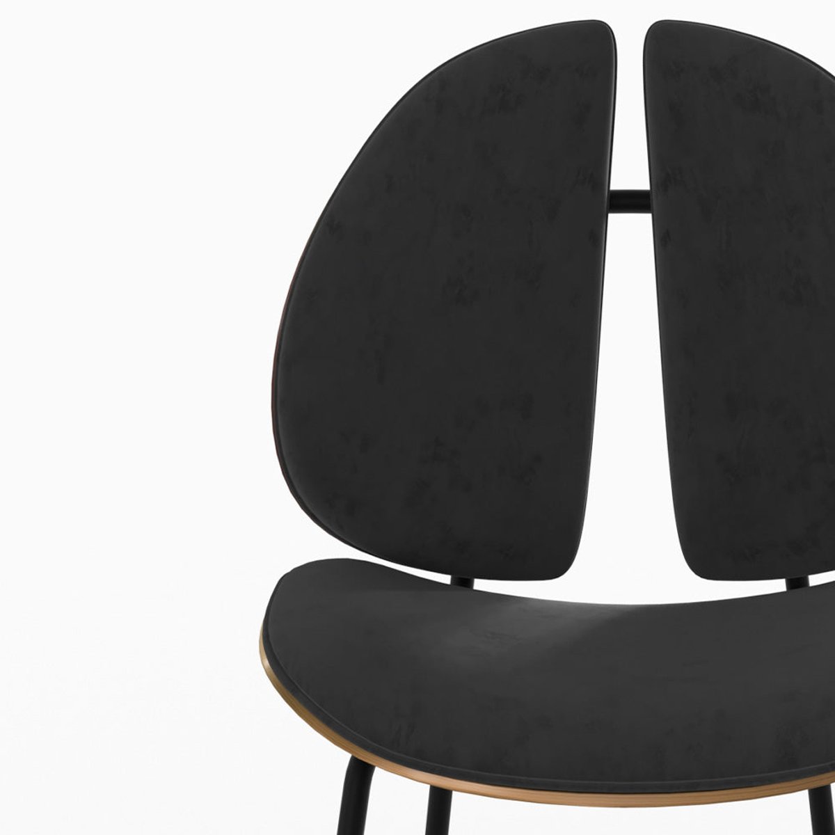 Chaise en velours et bois - COCCINELLE noir, MAISON PAVANE