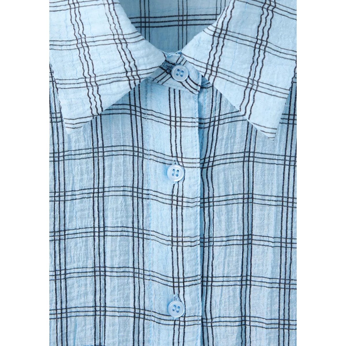 Chemise en lyocell texture à carreaux bleu ciel, MANGO