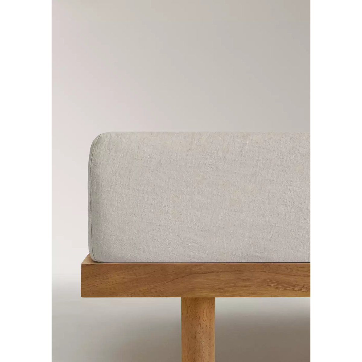Drap-housse lin lavé lit 135 cm sable, MANGO HOME
