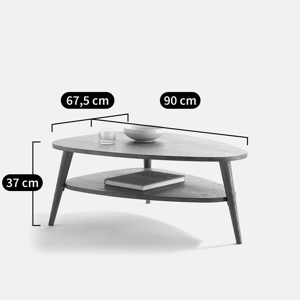 Vintage Couchtisch, mit doppelter Tischplatte, Länge 90 cm, QUILDA eiche, LA REDOUTE INTERIEURS
