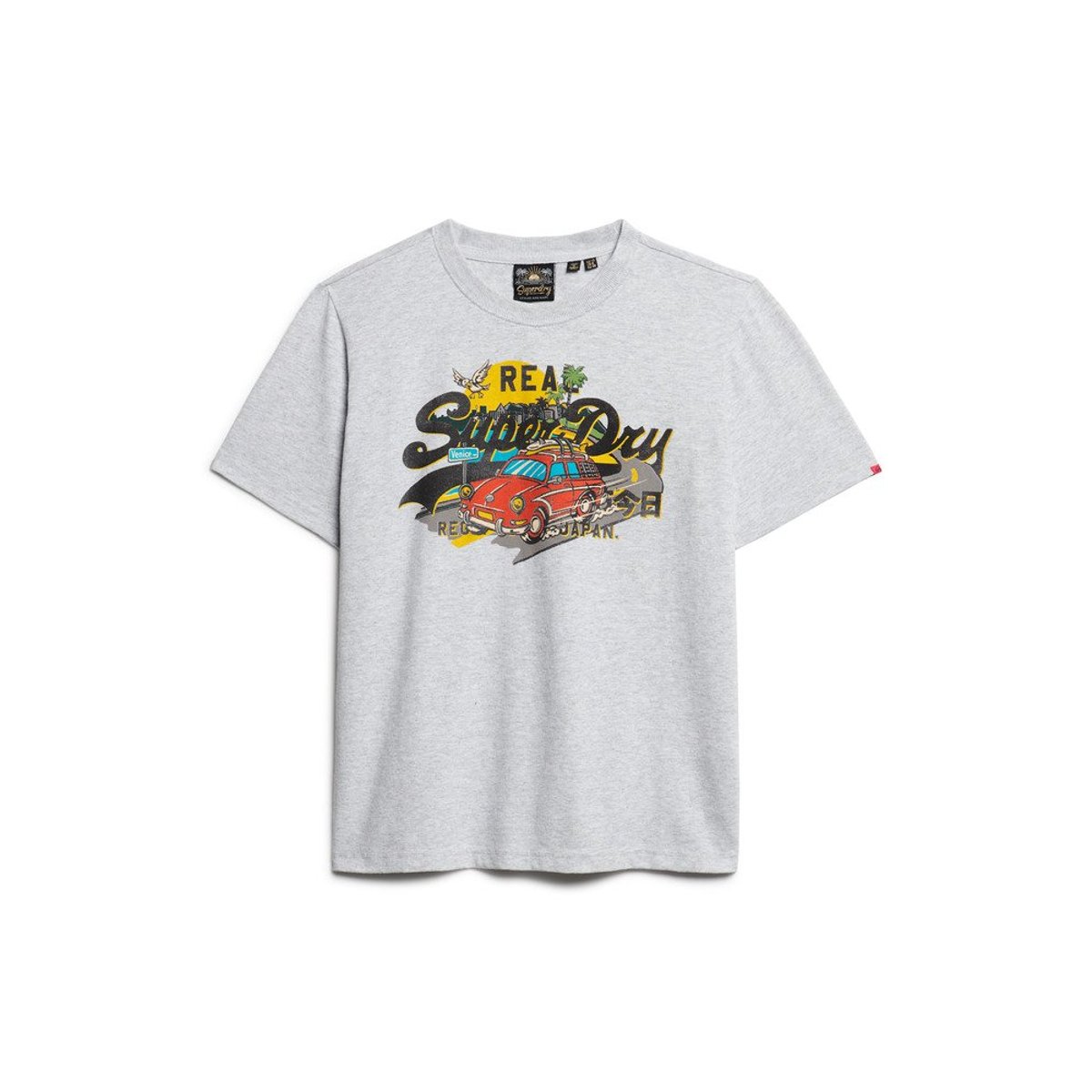 T-shirt décontracté à motif LA gris flocon chiné, SUPERDRY