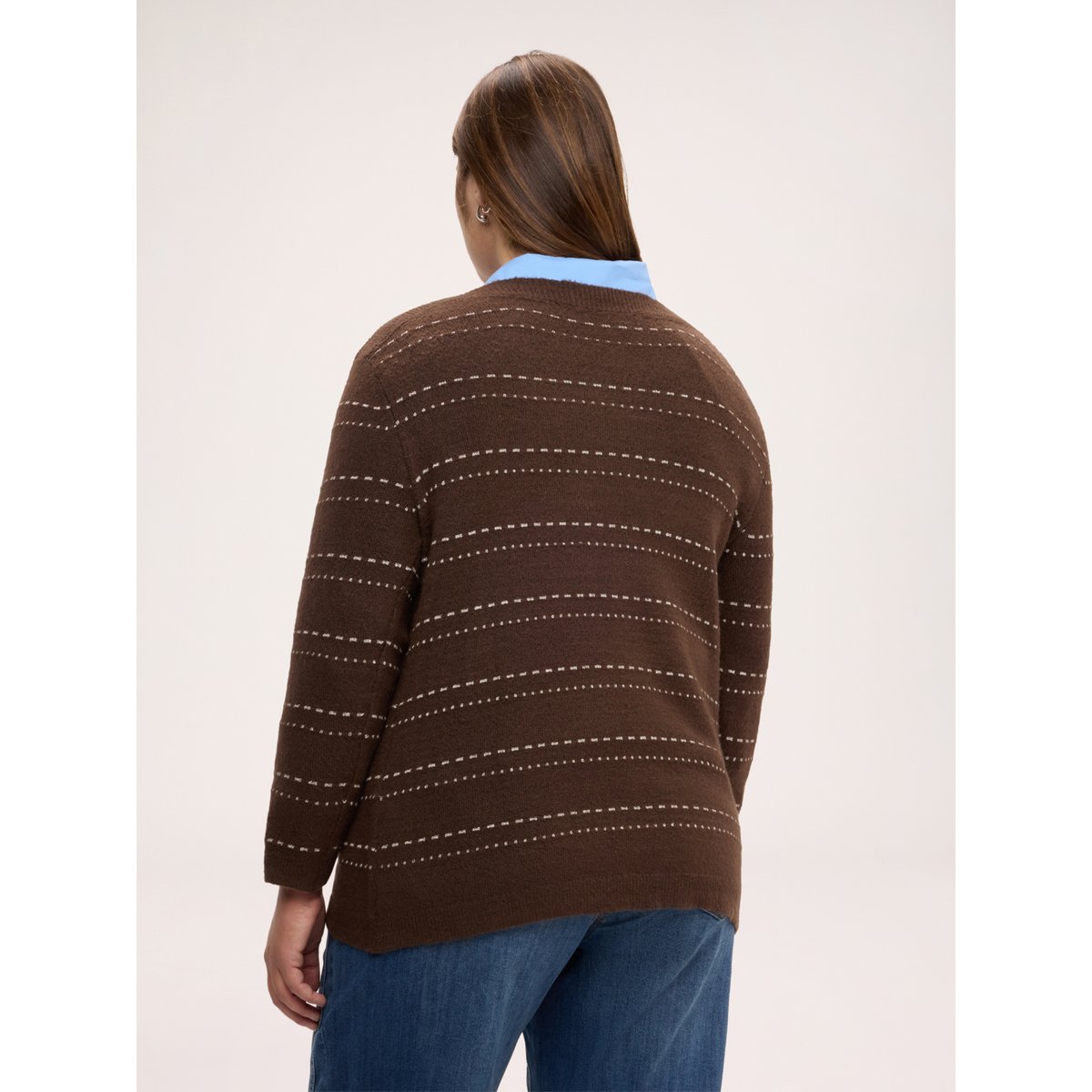 Pull à rayures avec encolure bateau marron, FIORELLA RUBINO
