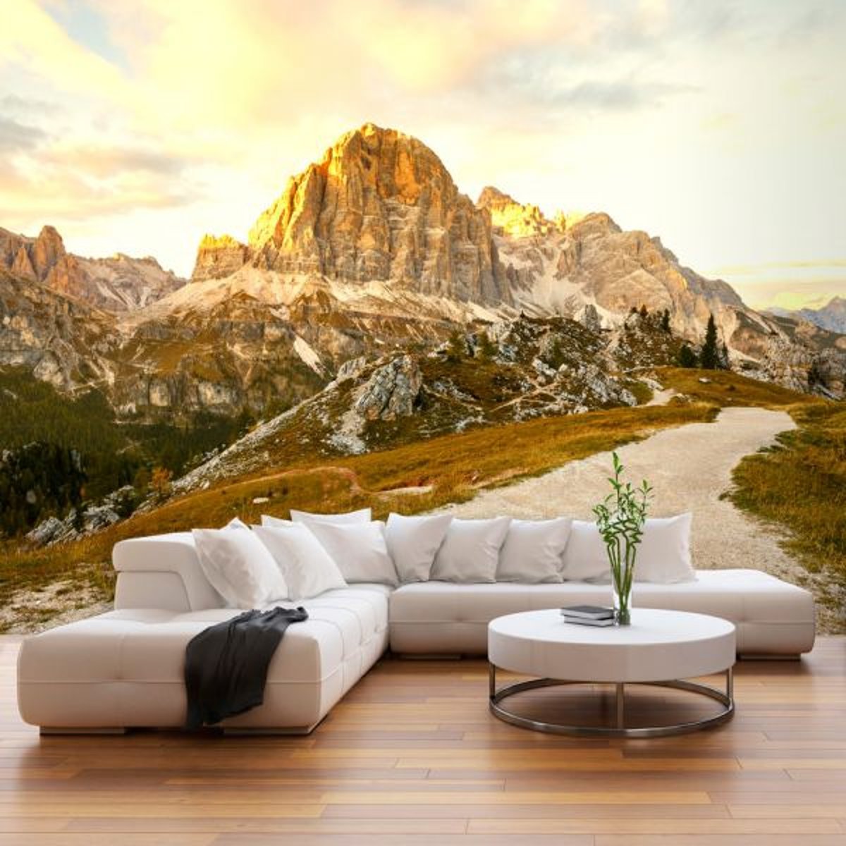 Papier peint intissé panoramique Paysage Beautiful Dolomites vert, EDEN