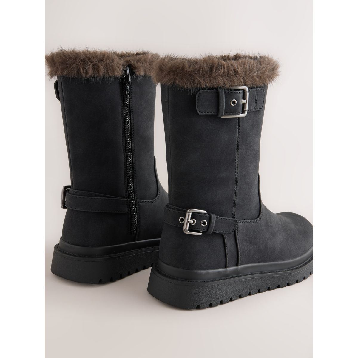 Bottes doublées de imitation fourrure noir, NEXT