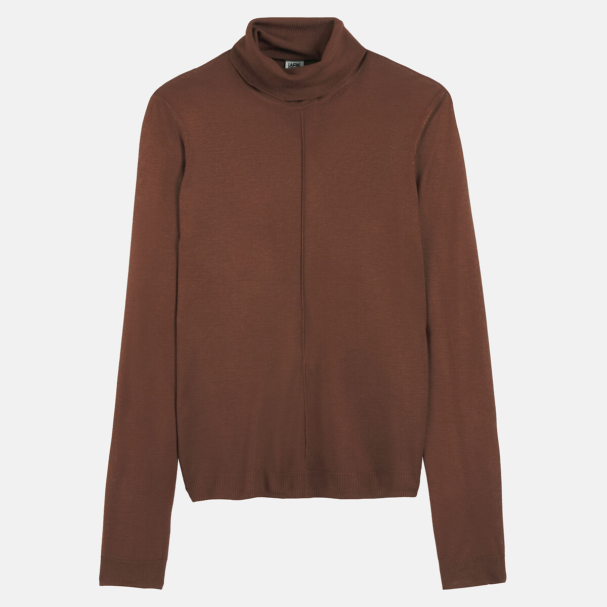 Jersey con cuello vuelto de punto fino marrón, LA REDOUTE COLLECTIONS