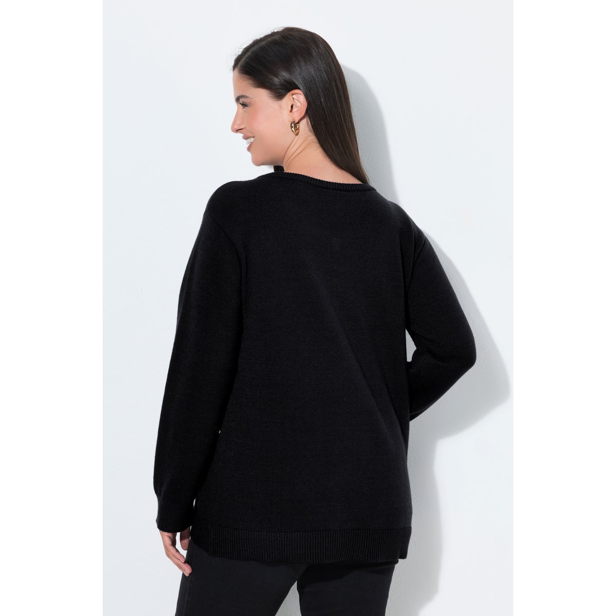 Pull de Noël, motif guirlandes noir, ULLA POPKEN